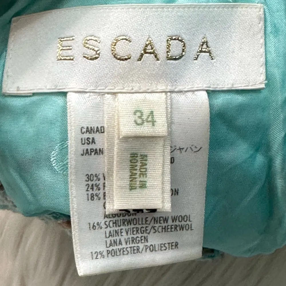 Escada Tweed Boucle Pencil Skirt Blue Size XS - Image 7