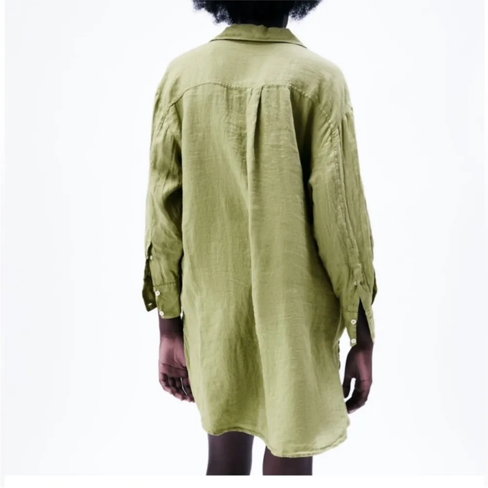 Green Linen Button Down Women Dress Shirt Beach Coverup Size Large NWOT - Image 2