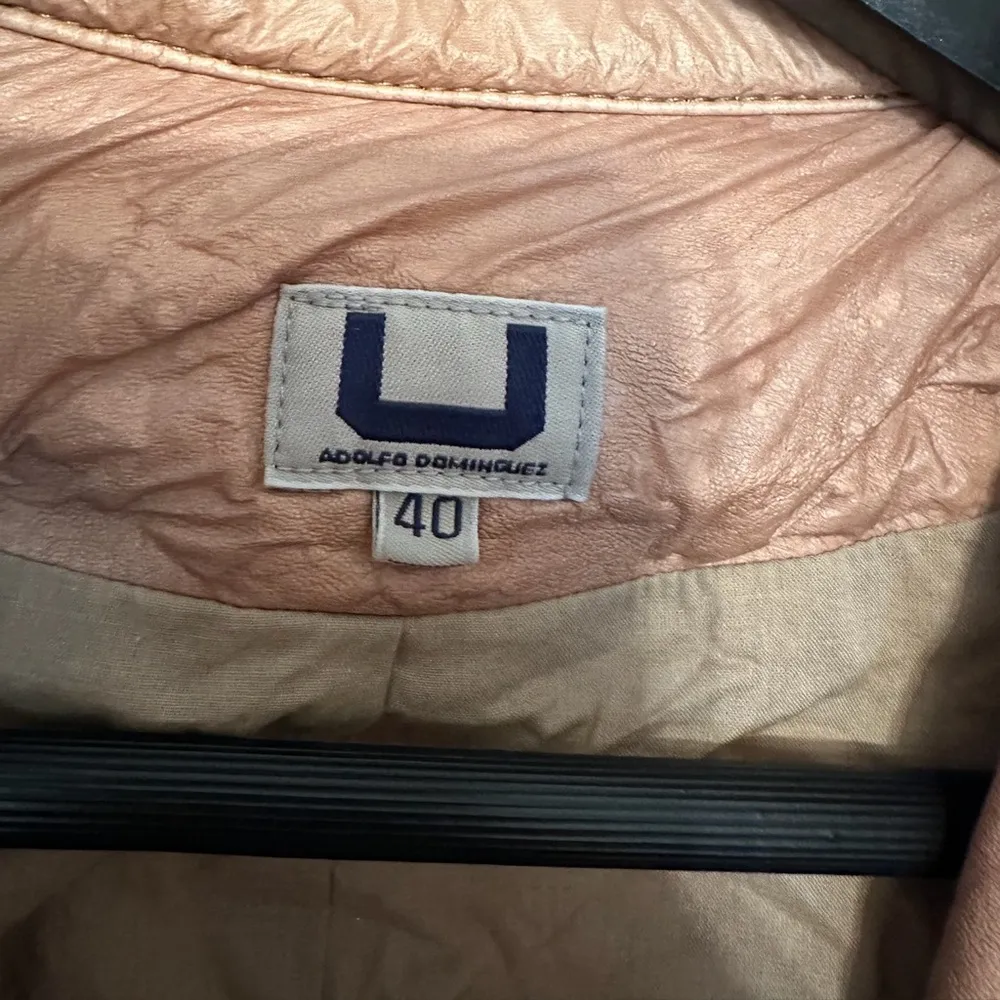 Adolfo Dominguez Crinkled Leather Jacket Moto in Cognac Tan Vintage EU40 / US 8 - Image 3