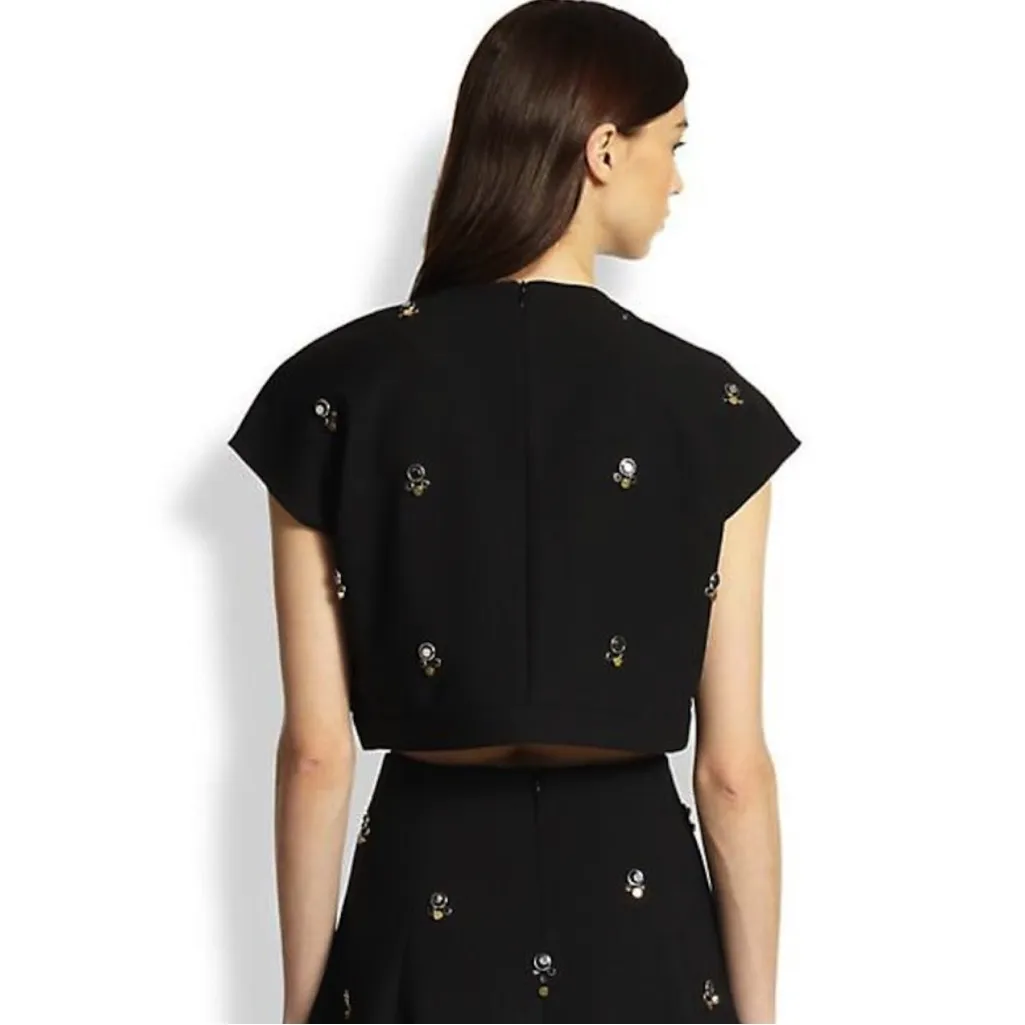 Elizabeth & James Colton Black Embellished Crop Top Size XS - Image 2