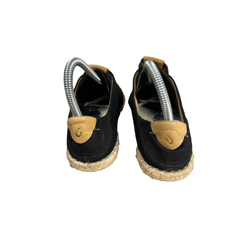 Olukai Kaula Pa'a Li Black Espadrille Lace Up Women's Size 7 NEW without tags - Image 4