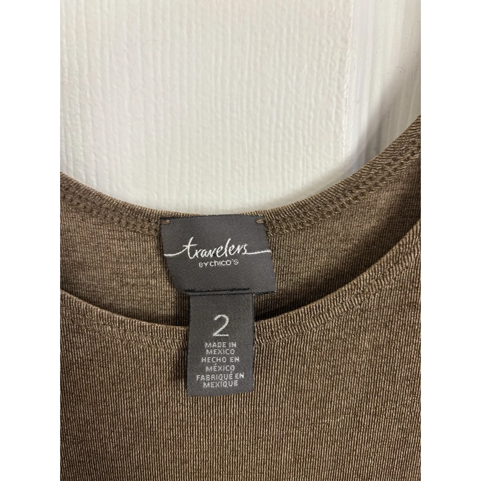 Chico’s Travelers Brown Tank Top Size 2 Large Packable Slinky Classic Travel - Image 3