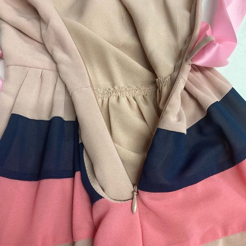 MAISON‎ JULES Women’s Tan Blue & Peach Dress Size Small - Image 10