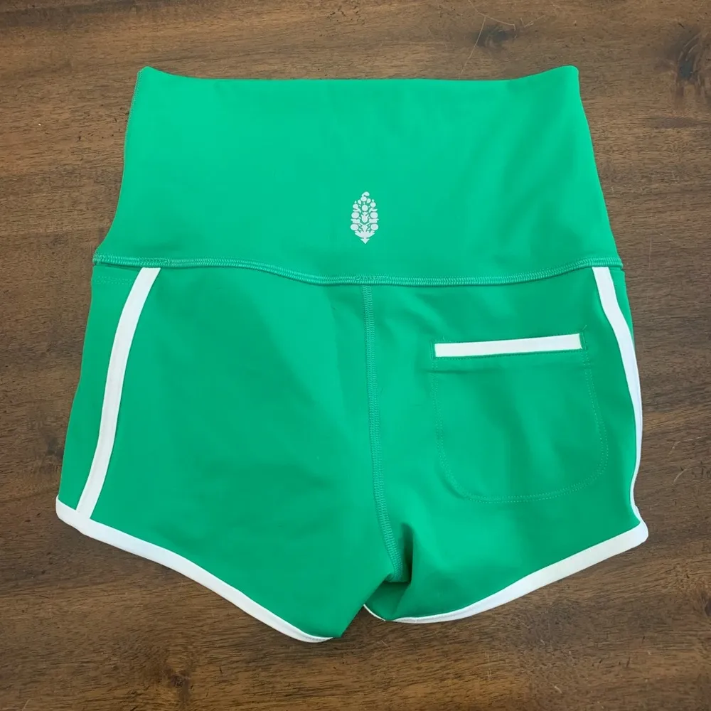 Free People Island Time Shorts Women’s Small Green Sheen Spandex Biker Shorts - Image 3