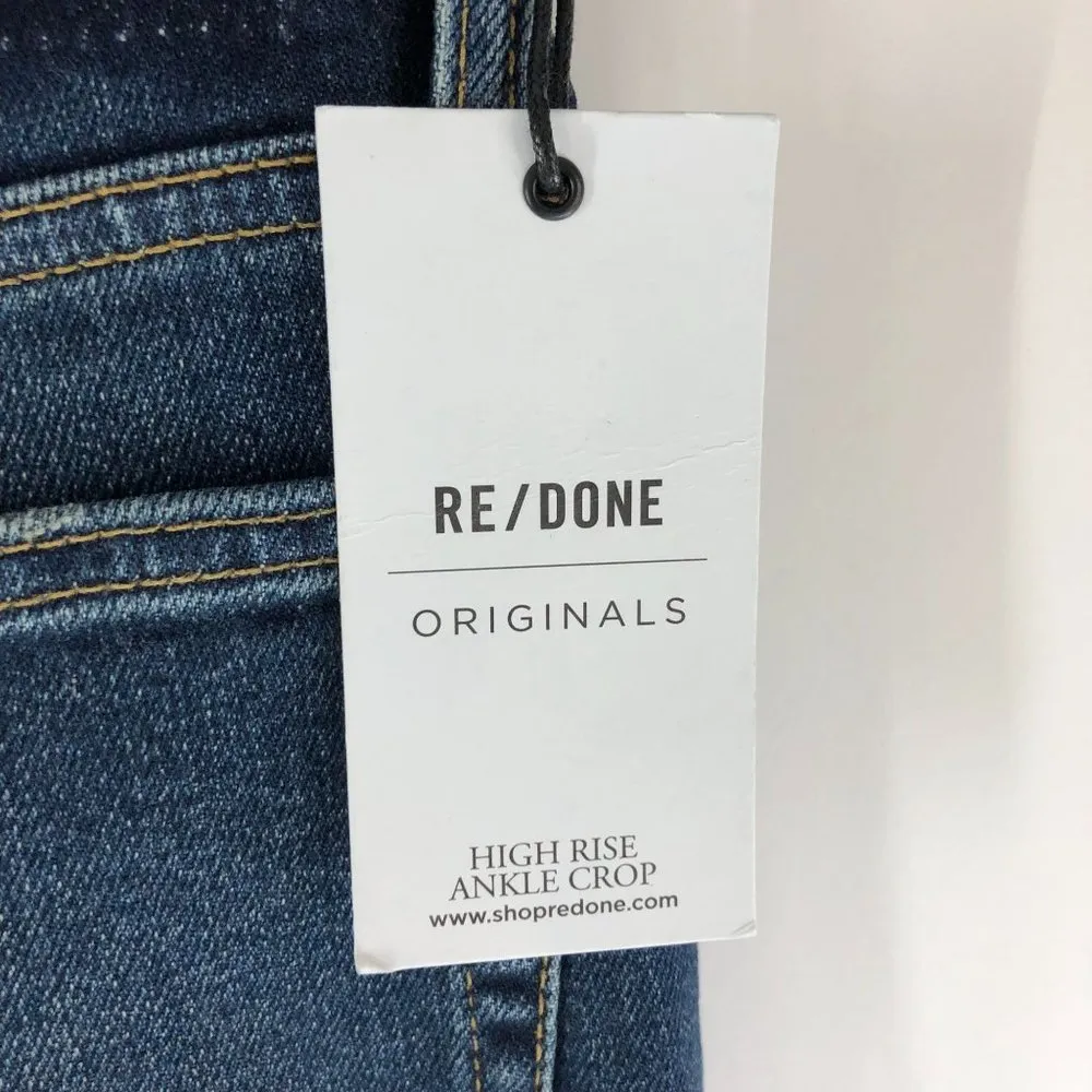 Re/Done Womens Jeans High Rise Ankle Crop Midnight Blue Button Fly 29 - Image 4