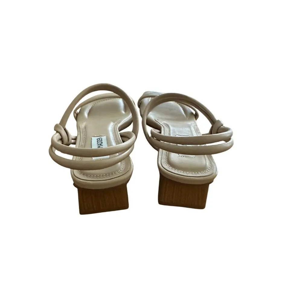 Steve Madden Beige Square Toe Strappy Sandals Low Block Heel Sz 7.5 NEW - Image 4
