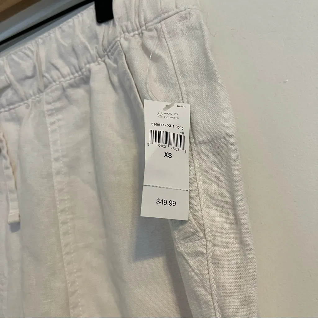 GAP White Wide Leg Linen blend drawstring pants women’s XS NWT - Image 2