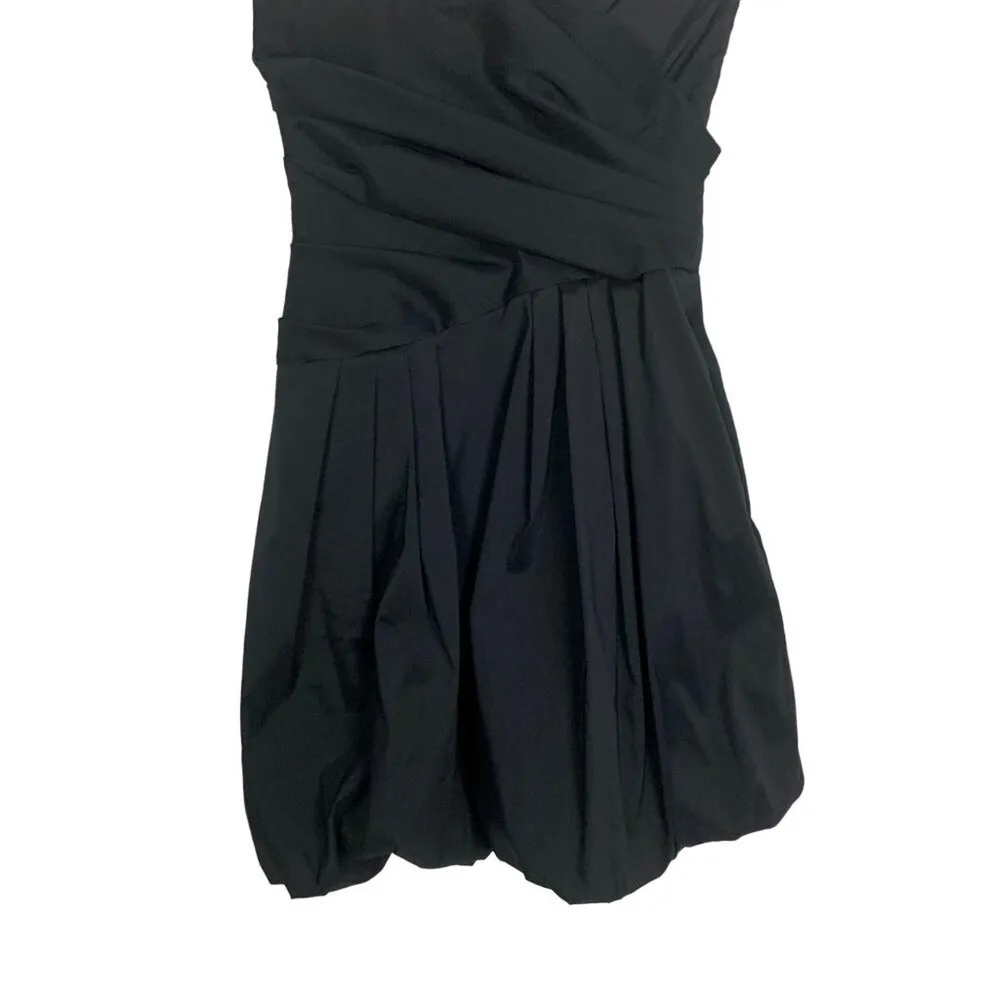 Betsy & Adam Taffeta Strapless Pleated 6 Mini Cocktail Dress Bubble Hem Black - Image 7