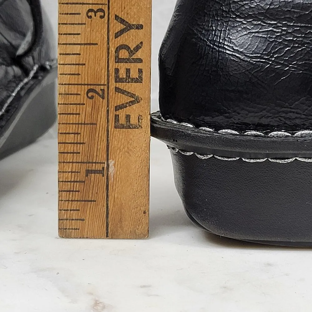 Vintage Alegria Belle Mary Jane Shoes Womens 8.5 Black Crinkle Leather Pumps - Image 15