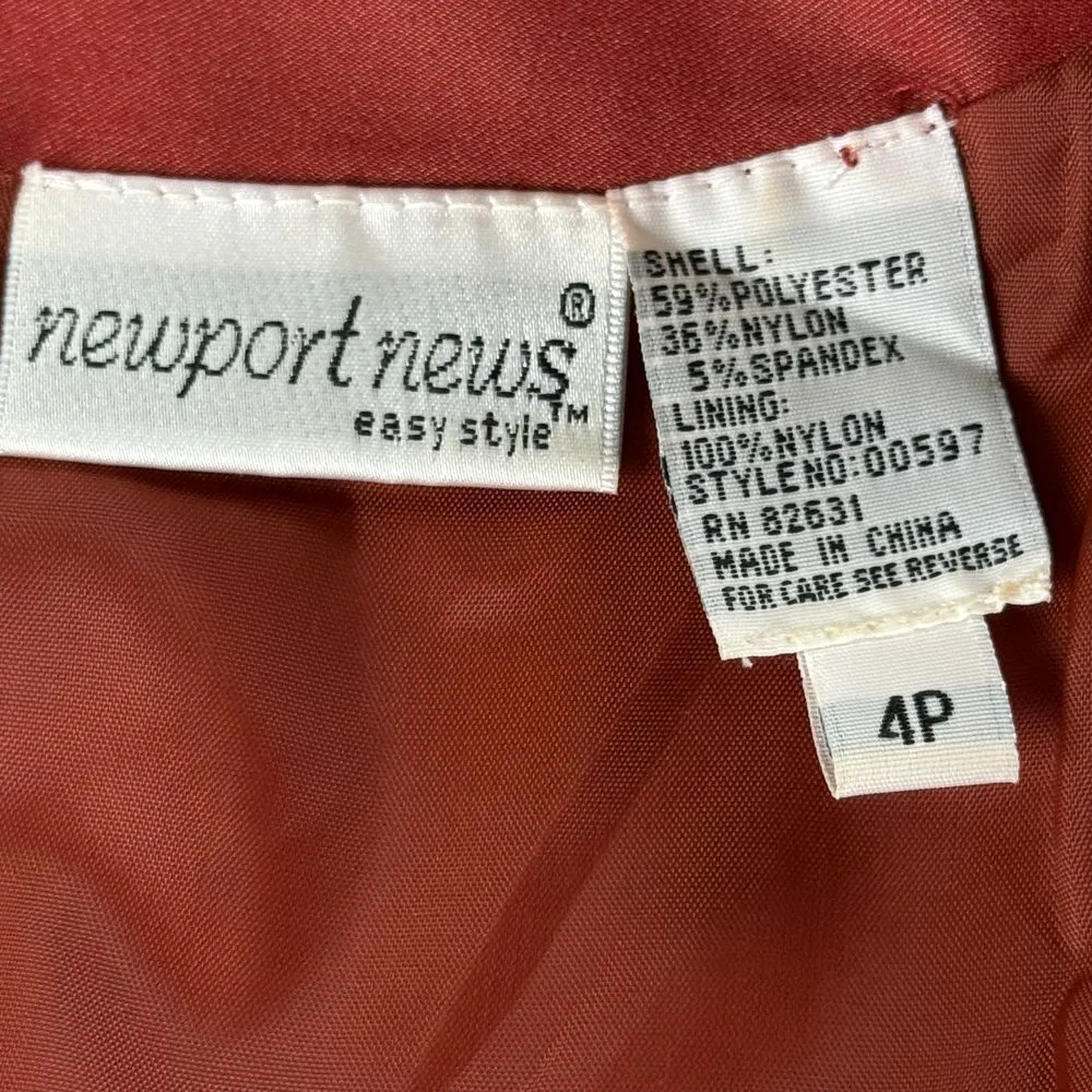 Newport News Easy‎ Style Sheath Dress Womens 4P Orange Y2K VTG Party Office Work - Image 4