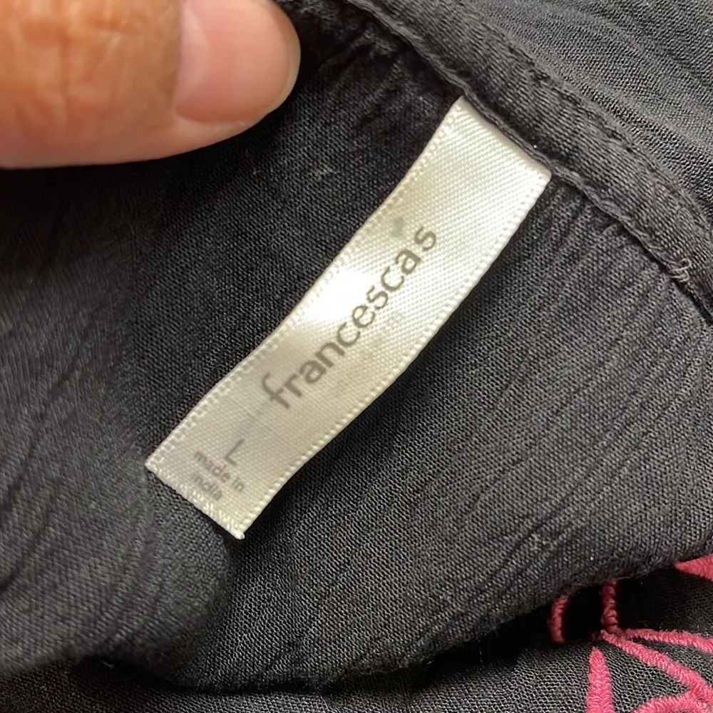 Women's Francesca’s Black w/ Pink Embroidery Boho Cover Up Swimsuit Size Large - Image 9