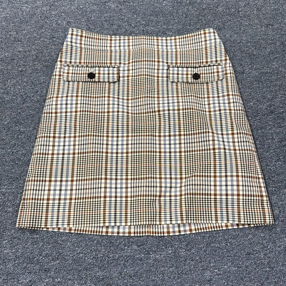 LOFT Plaid Matching Set Skirt and Blazer in Blue and Brown - Image 2