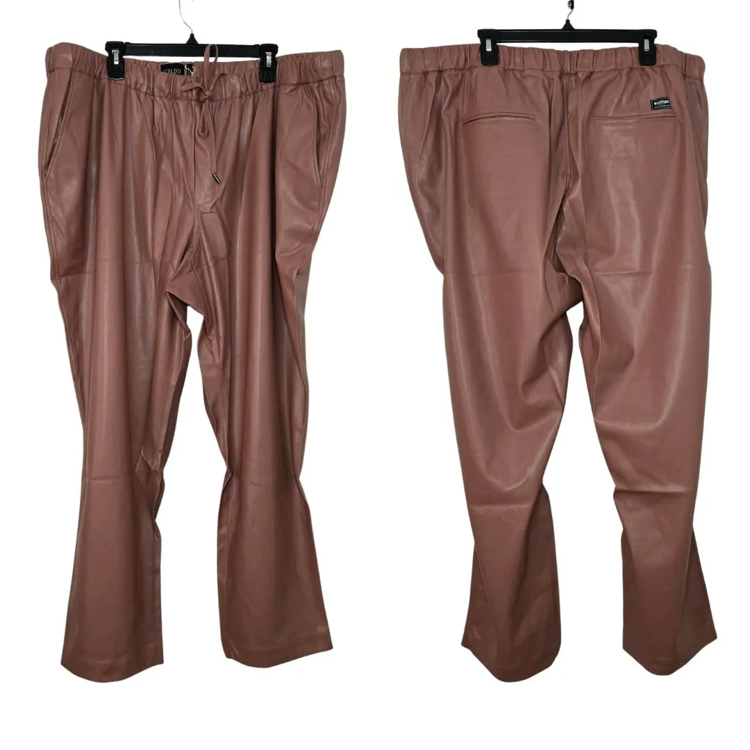 Wildfang The Empower Vegan Leather Drawstring Pant Rose Brown Size 3X NWT - Image 2