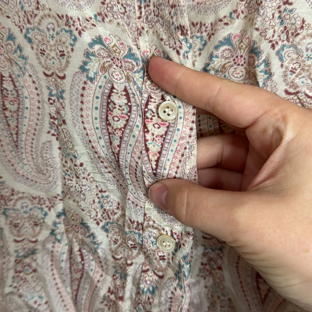 J. Crew Women’s The Perfect Shirt Silk/Cotton Long Sleeve Paisley Button Up sz 6 - Image 7