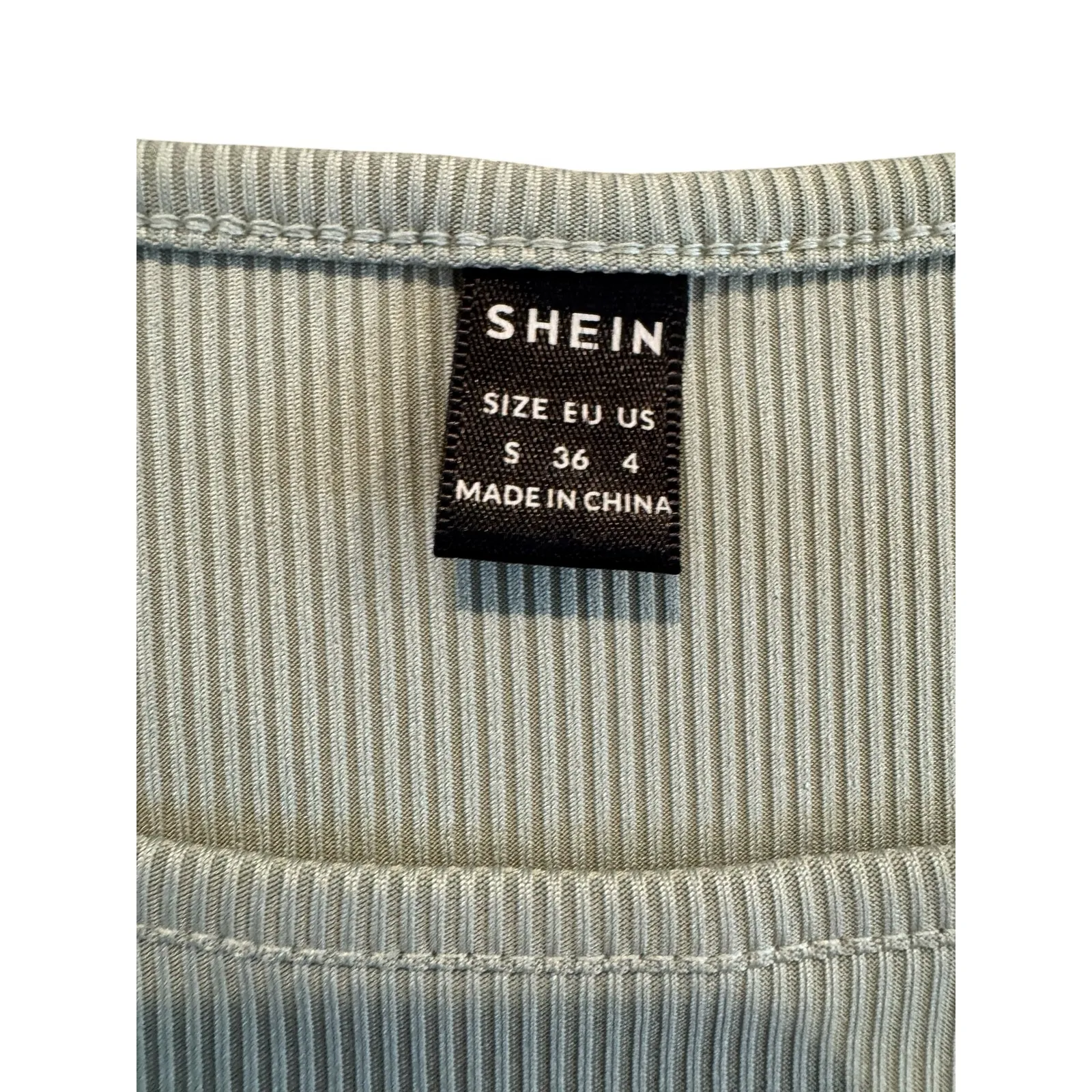 SHEIN Women’s Ribbed Scoop Neck Puff Sleeve Top Small Green Long Sleeve Casual - Image 4