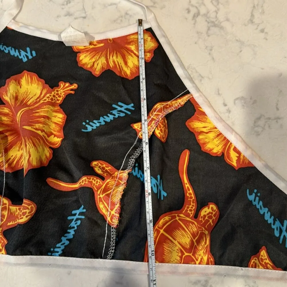 Hawaiian halter cropped top made in Hawaii black orange tropical Summer size L Size L - Image 5