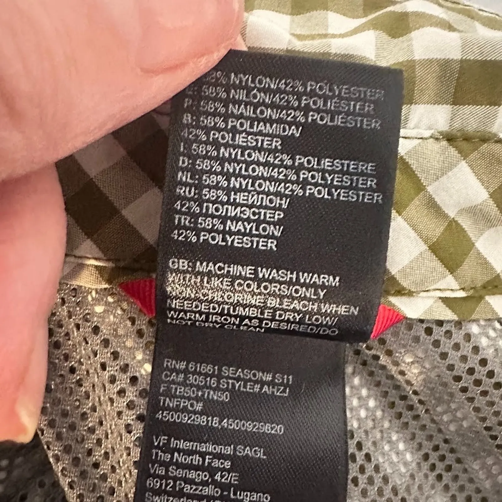 North Face Green Gingham Plaid Side Cinch Button Up Nylon Shirt Short Sleeve S - Image 12