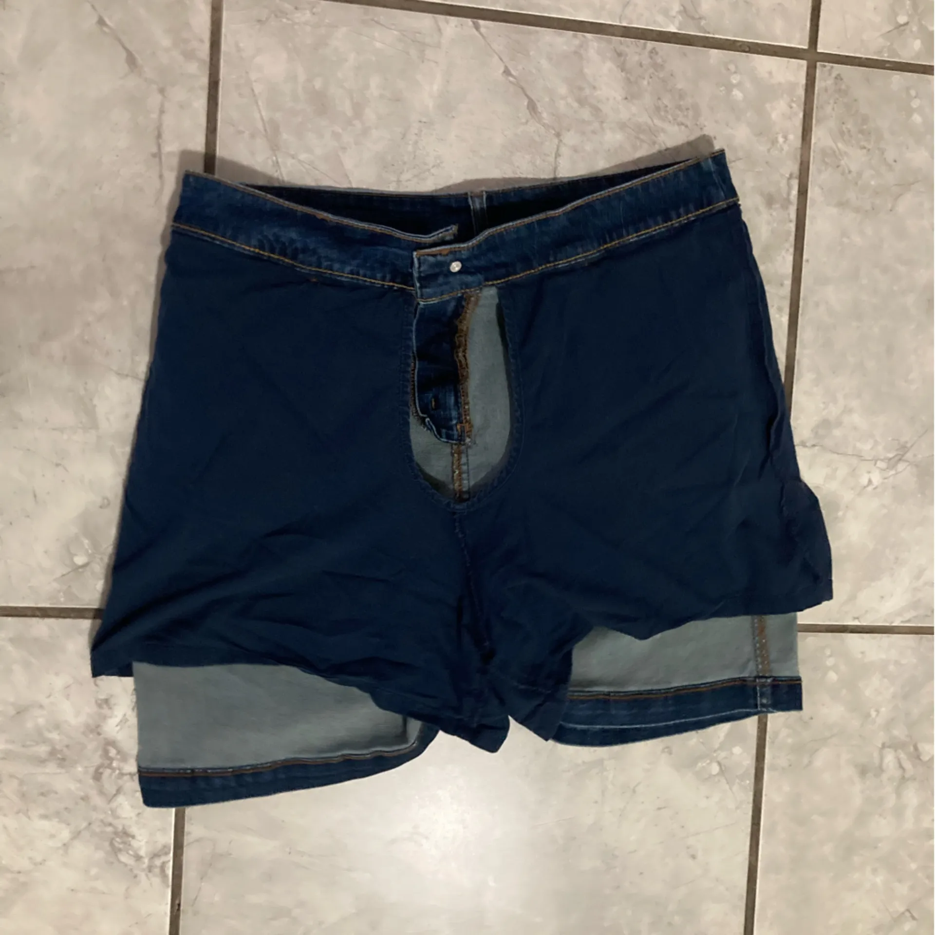 Faded Glory Denim Skort Mini Skirt w Built-In Stretch Shorts Lined Size 12 - Image 9