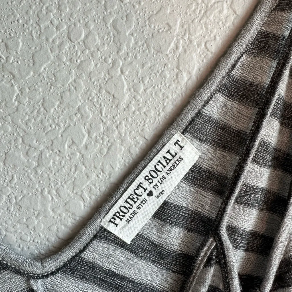 🩶Project Social T Gray and Black Striped Camisole V-neck Tank Top - Image 5