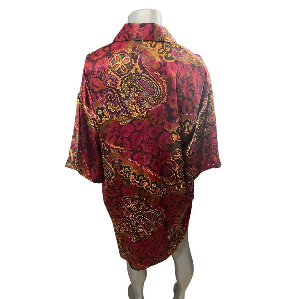 Vtg Victoria's Secret Gold Label Paisley Night Blouse M/L Nightgown Sleepwear - Image 9