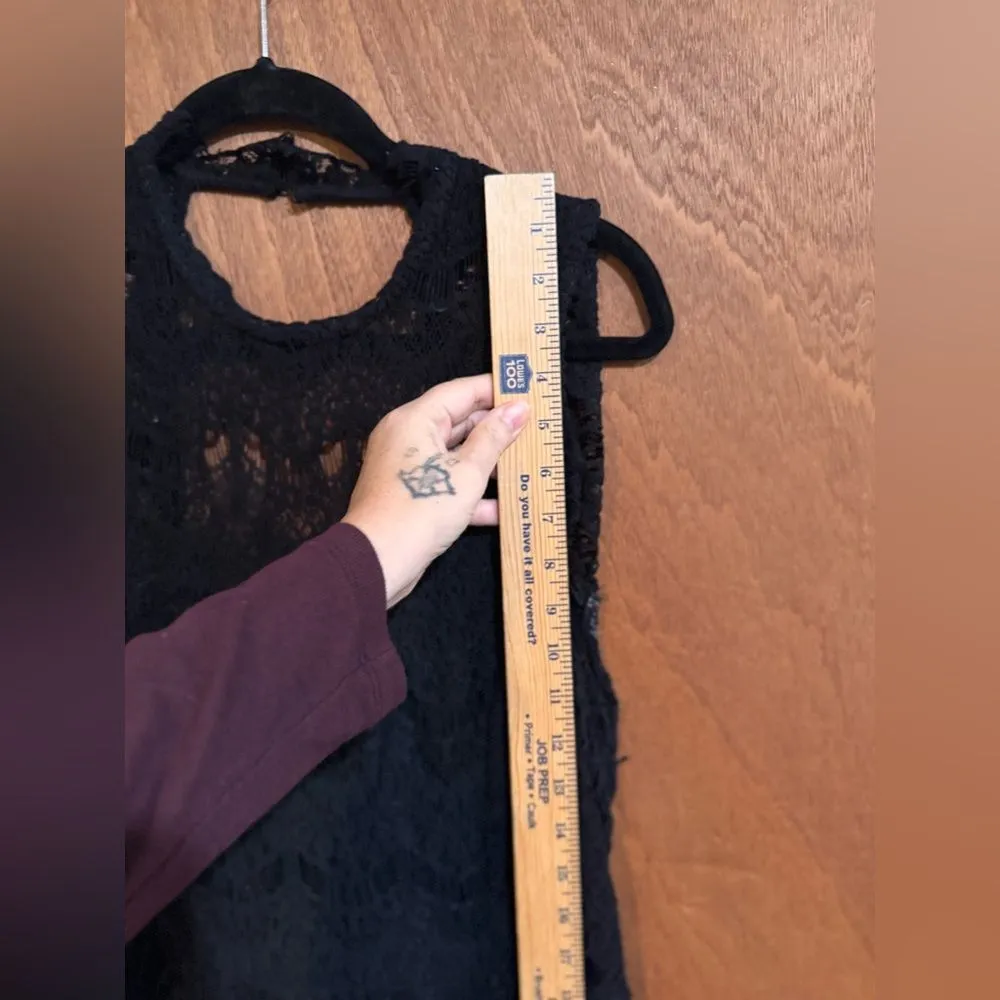 Free People Lace‎ Daydream Bodycon Slip Dress Black size L - Image 9