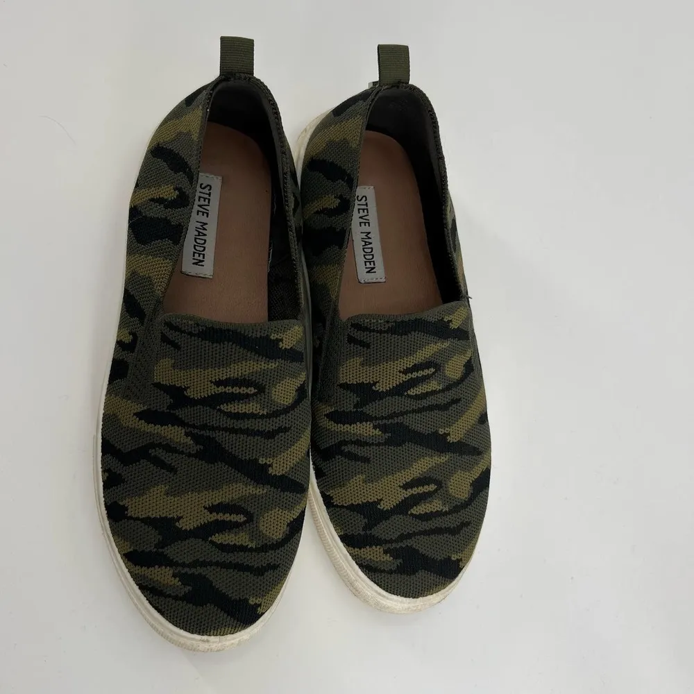 Steve Madden Womens Maygee green Camo Platform Slip On Sneaker casual size 10 - Image 3