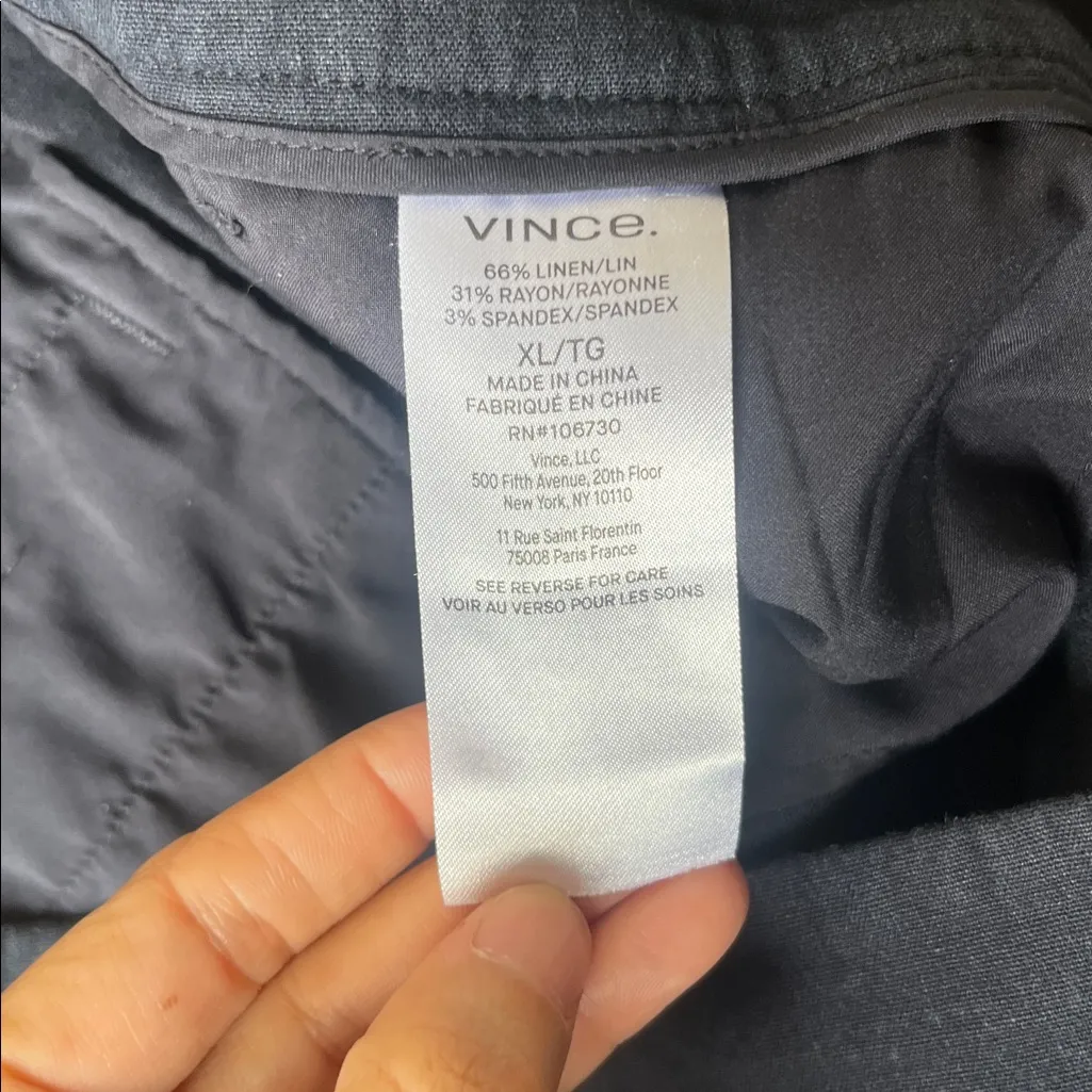 Vince. Linen Blend Tapered Pull-On Seamed Pant Coastal Navy Blue XL - Image 9