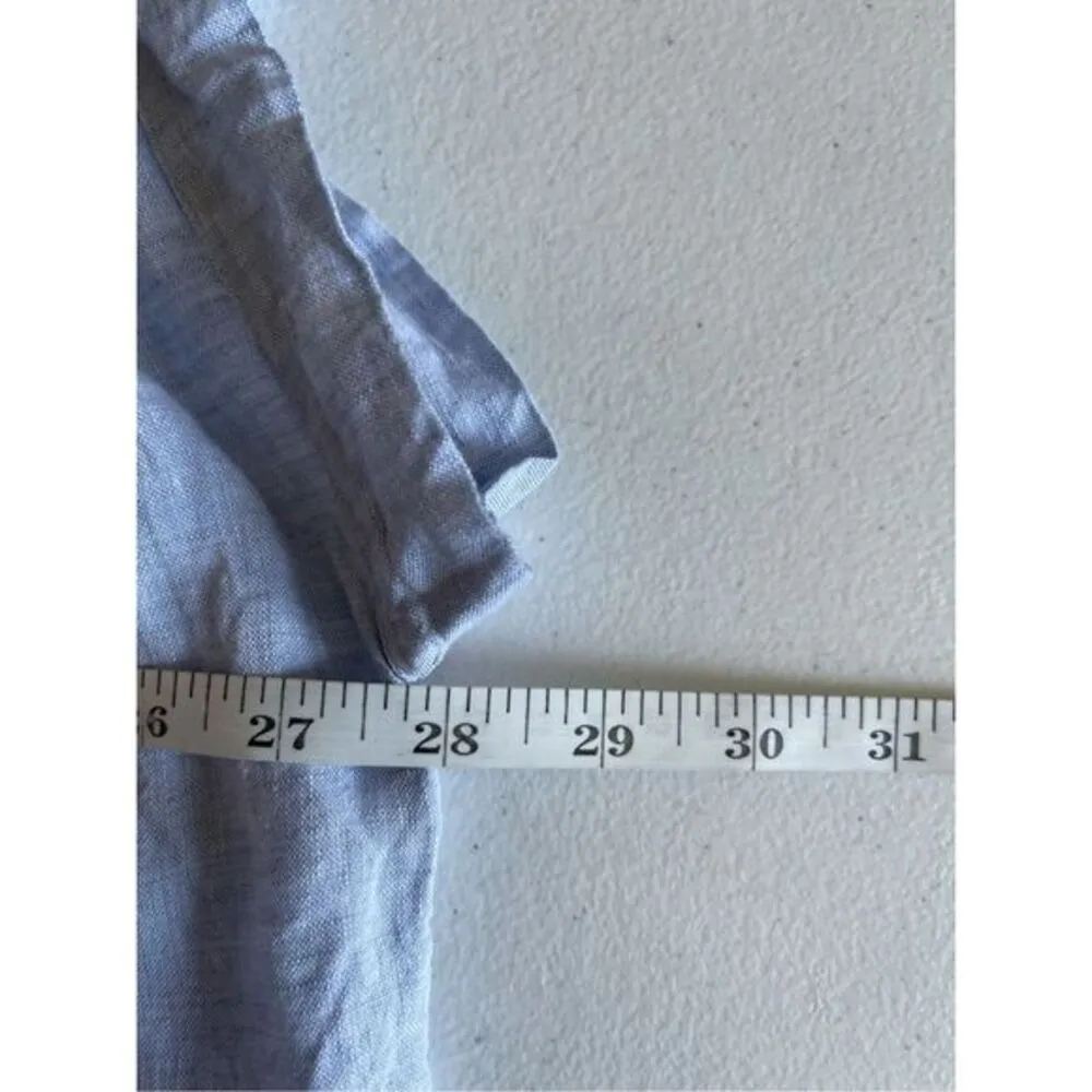 Artisan NY 100% Linen Blue‎ Oversized Short Sleeve Blouse Size Small - Image 3