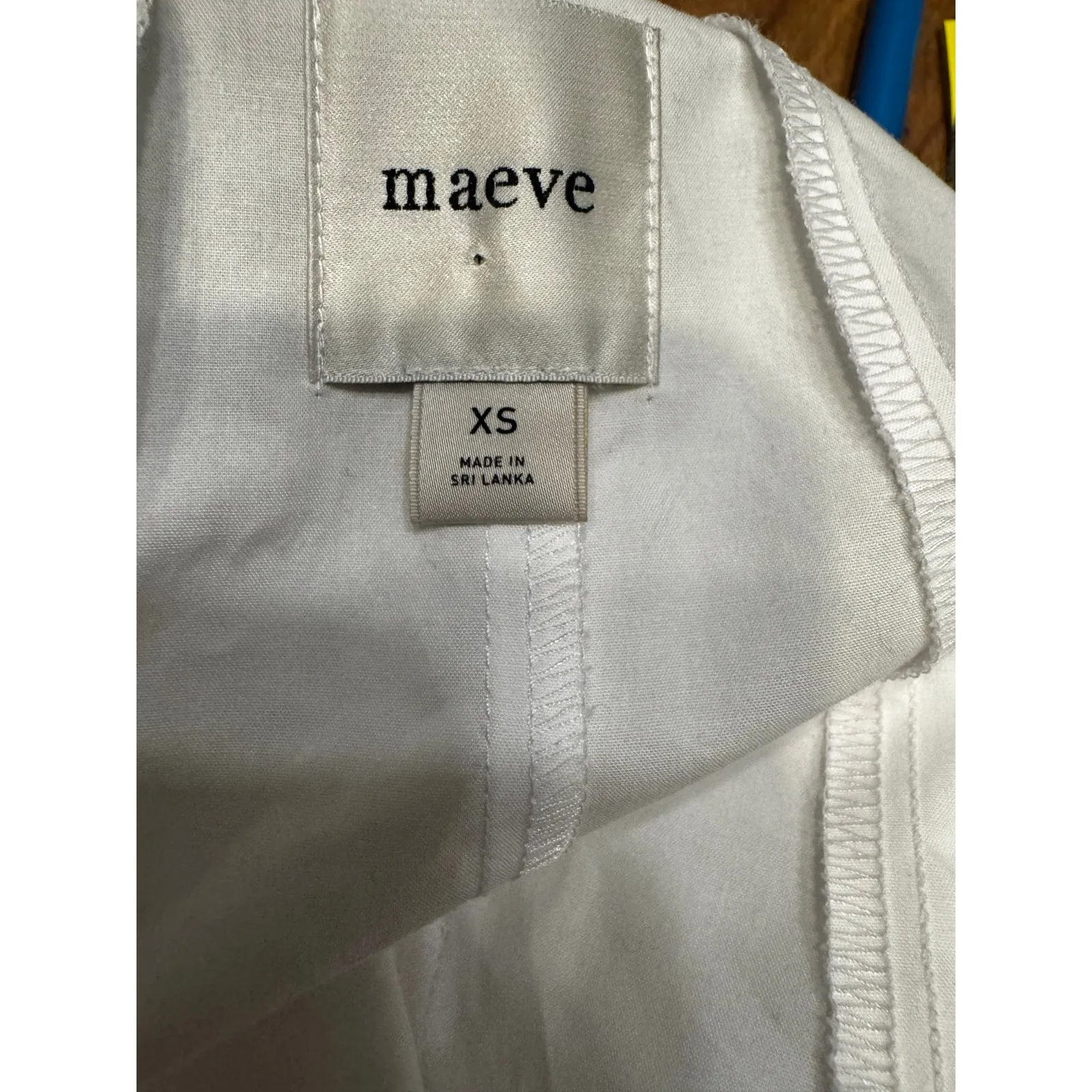 Maeve Anthropologie Sporty Henley Swing Top White XS Green Trim Oversized Preppy - Image 5