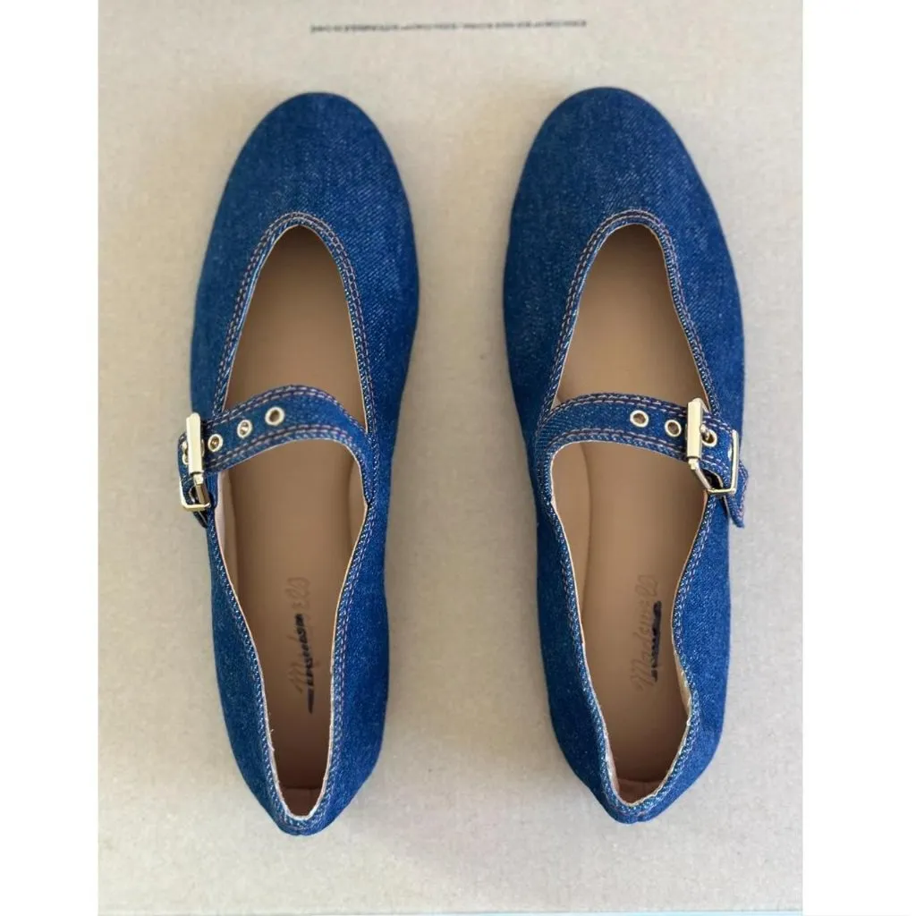 Madewell The Remy Mary Jane Flat in Dark Denim Multi, Size 6.5 - Image 9