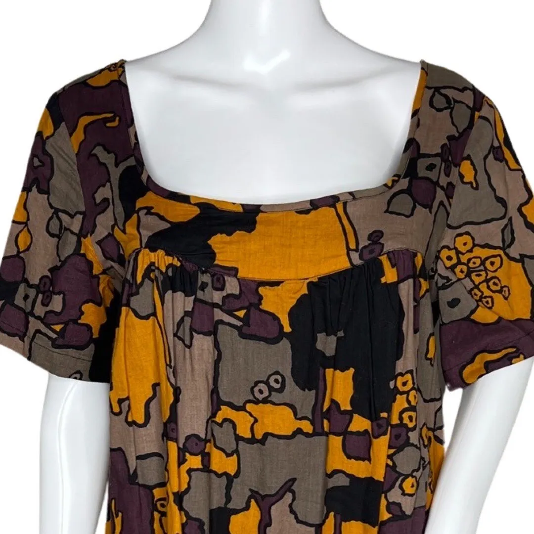 French Connection Dress Large Abstract Print Babydoll Retro Boho Mod Art Tunic - Image 5