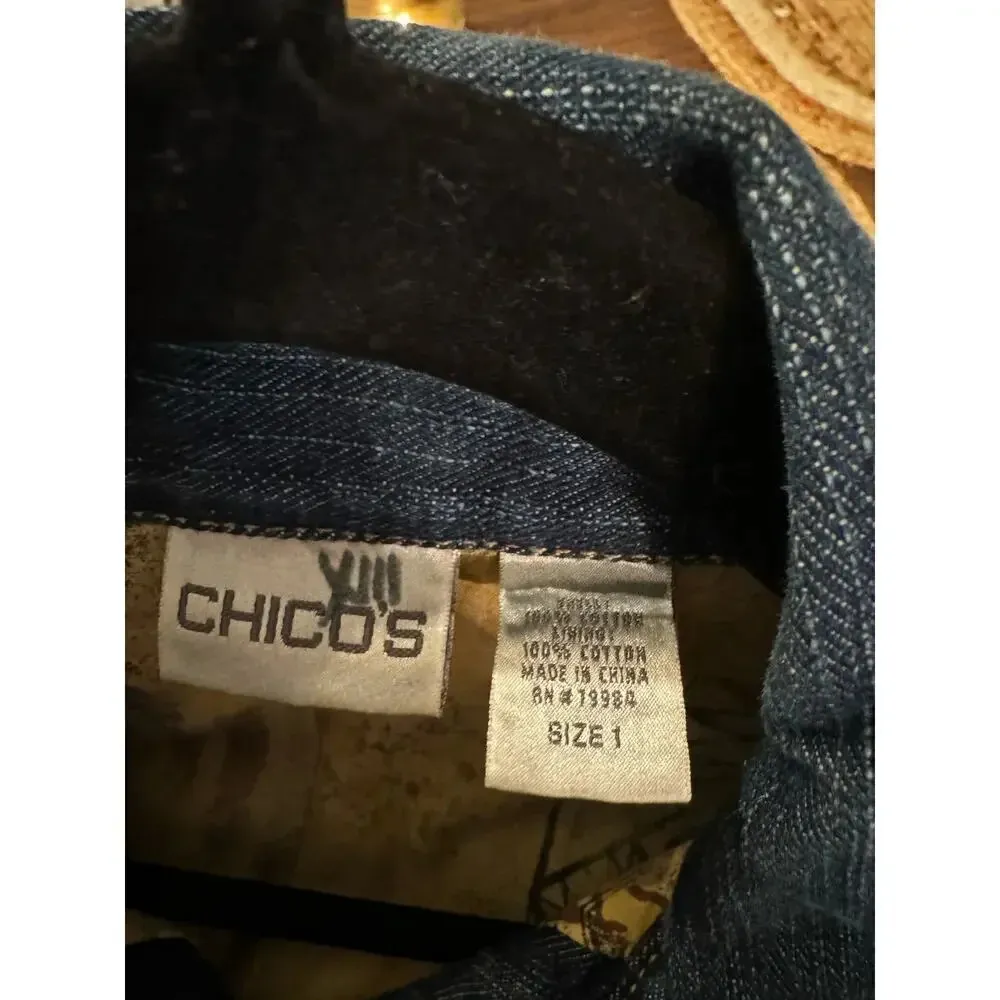 Chico's  size 1/S elevated jean jacket button front vintage wash western casual - Image 6