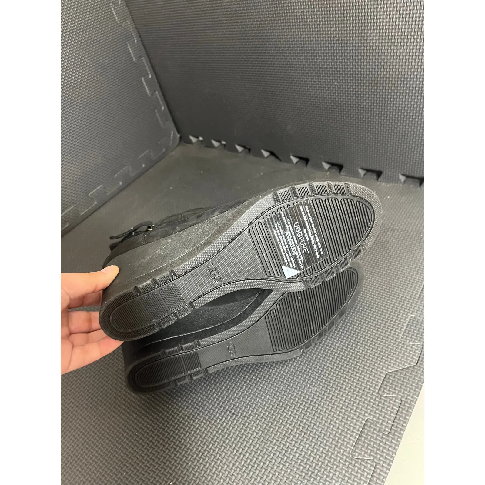 UGG‎ Indra Black Leather Waterproof Wedge Chelsea Boots Shoes 1017423 Womens 8.5 - Image 6