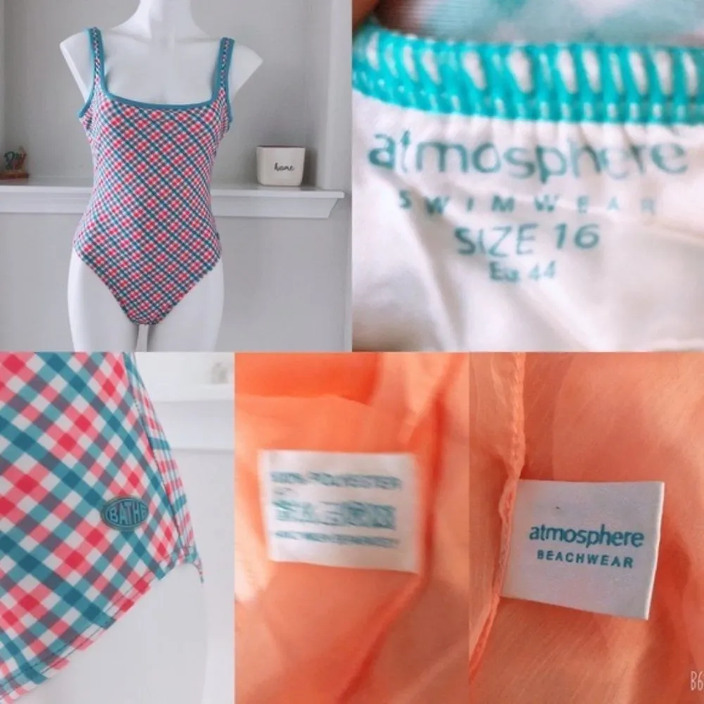 Atmosphere 2-Piece Swimwear Matching Swim Coverup Scarf Pink Blue UK 16 US 12 - Image 8