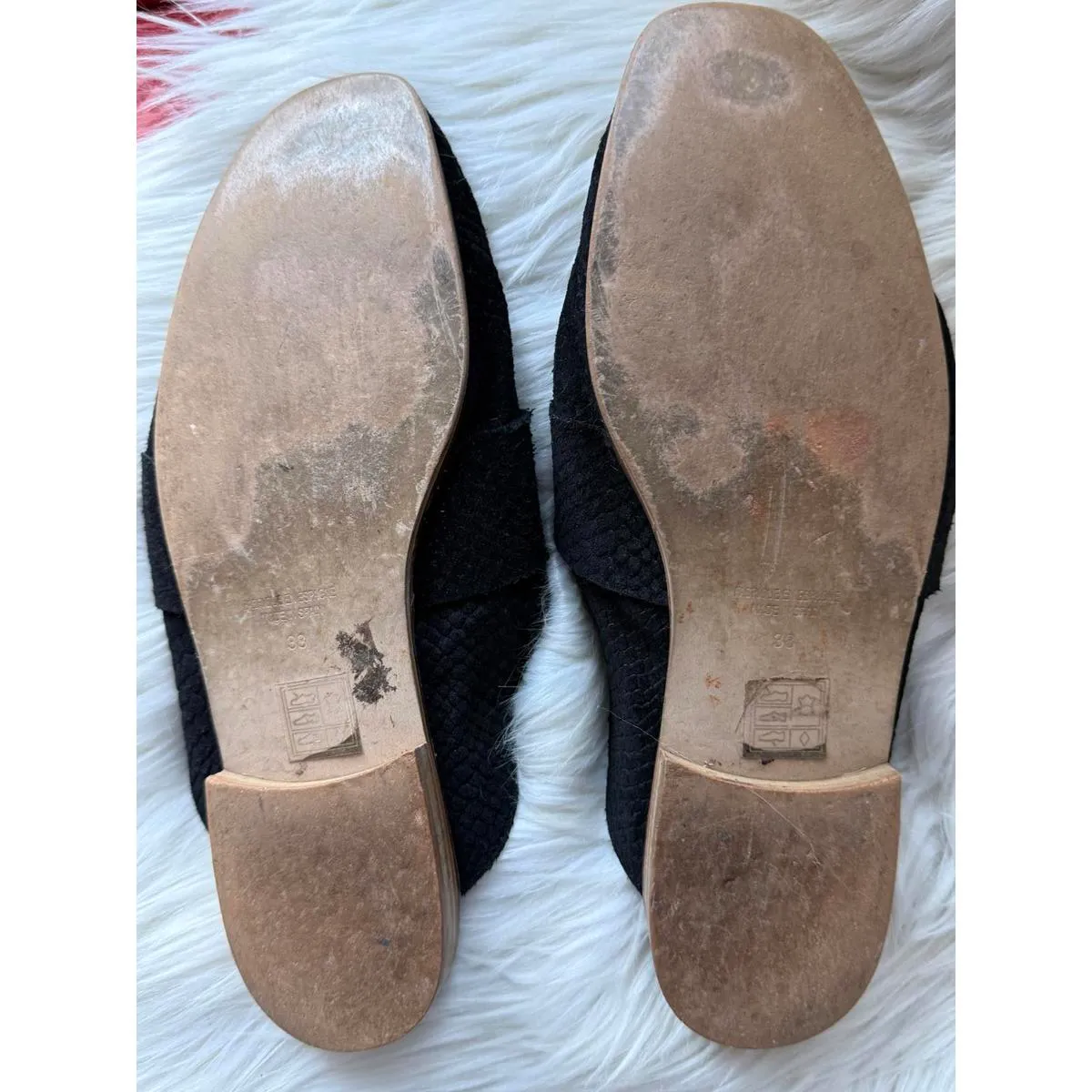 Free People Black Textured Leather Mules - Image 3