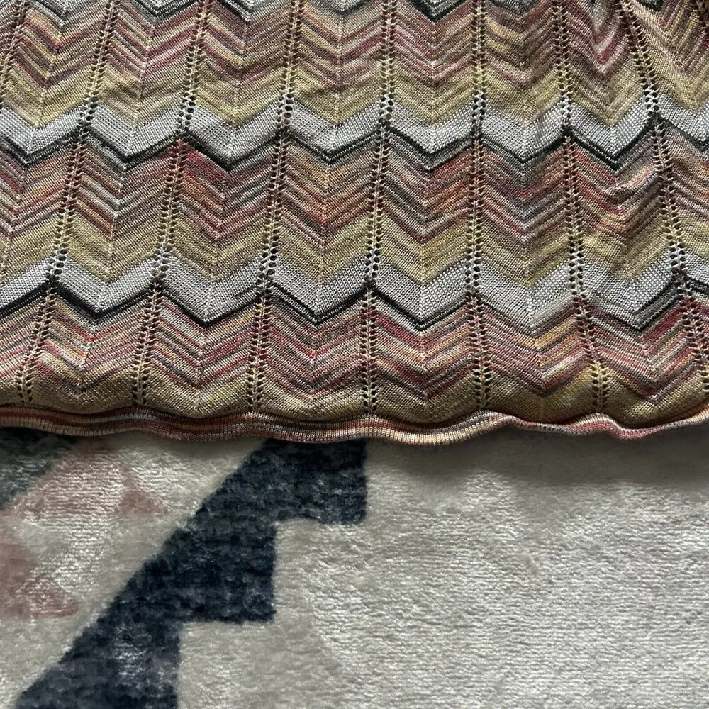 White House Black Market WHBM Chevron Peach Smoothie White Womens M - Image 2