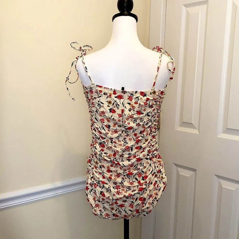 JCREW One Piece Floral Ruched Sweetheart Neck Swimsuit w Lining Boning Sz 16 NWT - Image 2