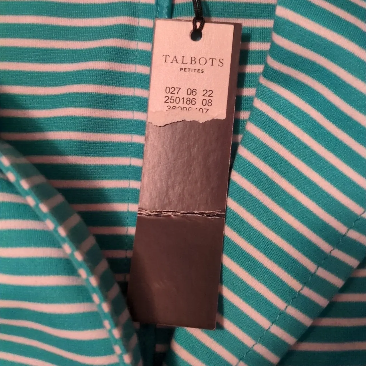 Talbots Aqua Blue And White Striped Blazer Size SP - Image 4