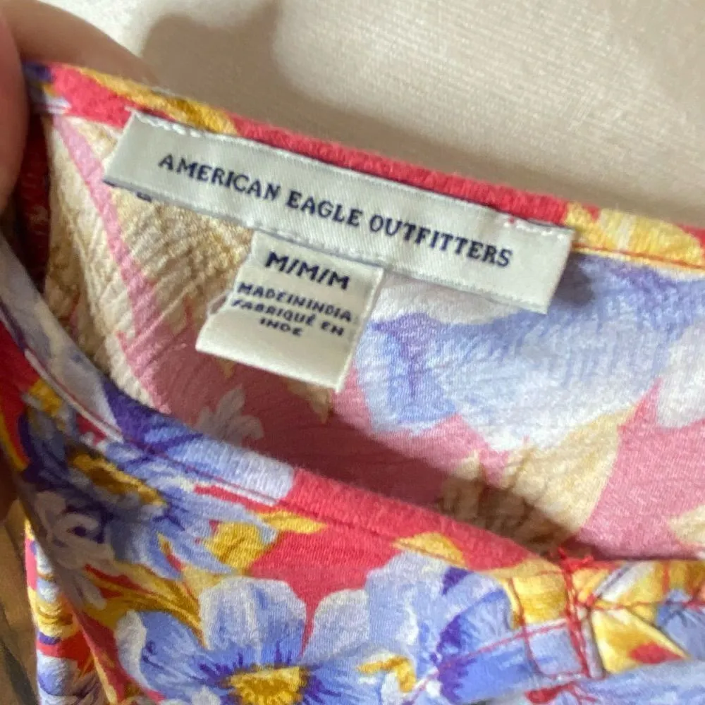 American Eagle Floral Woven Neck Line Dress - Image 4