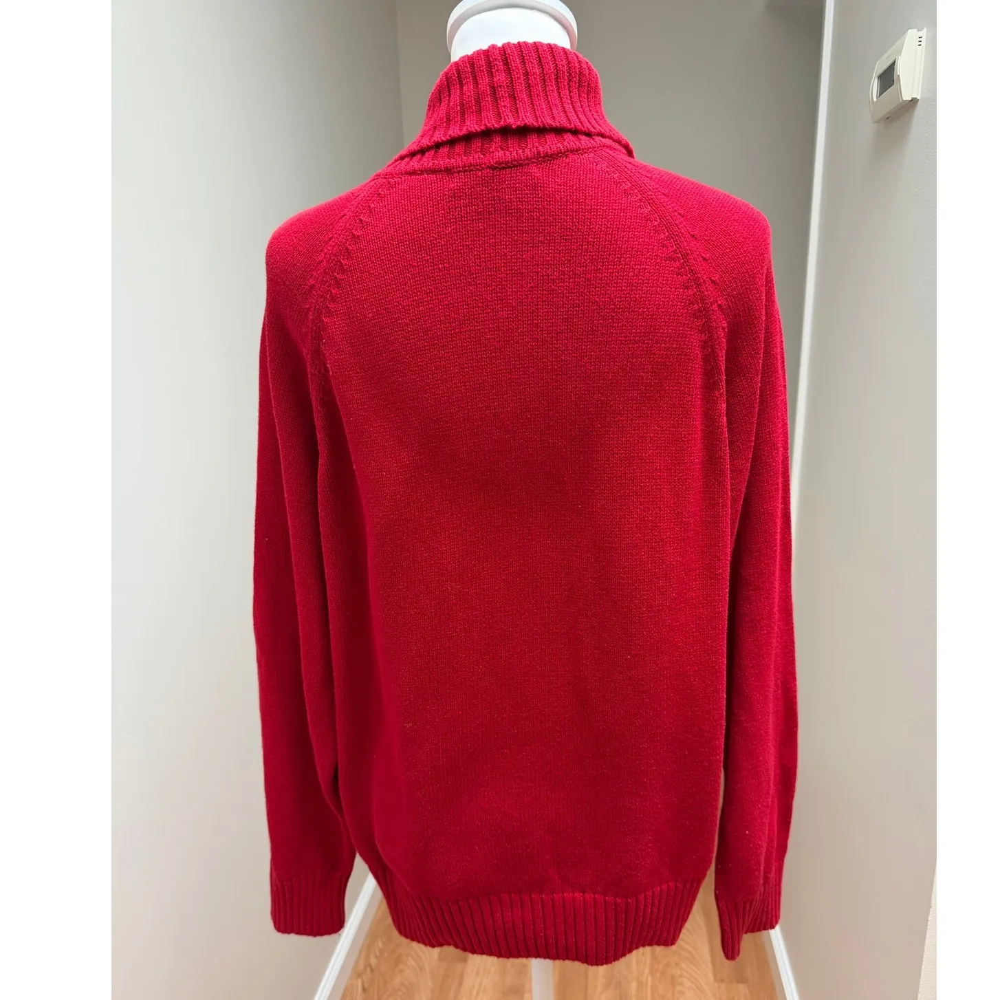 Pria Sweater Womens XL Red Cotton Turtleneck Pullover Cozy Classic Knit - Image 4
