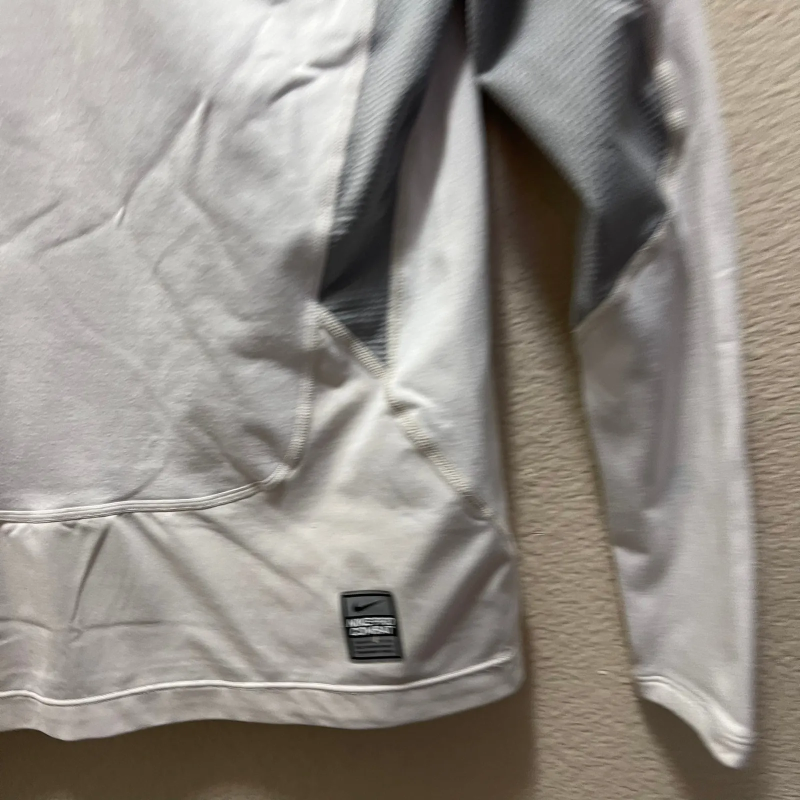 Nike Pro Combat White Mock Neck Long Sleeve Athletic Long Sleeve T-Shirt Size M - Image 3