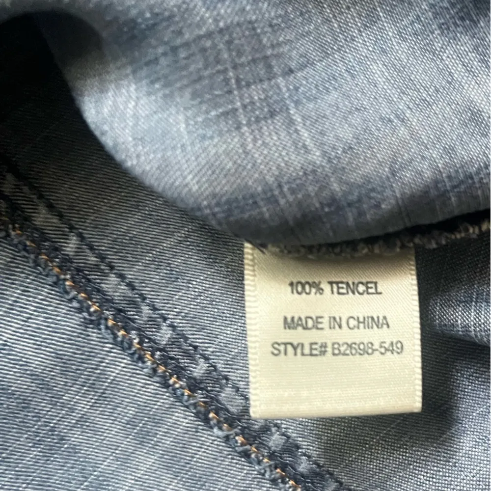 Bella Dahl Denim Blue Chambray Long Sleeve Button Down Casual Preppy Top Size S - Image 4