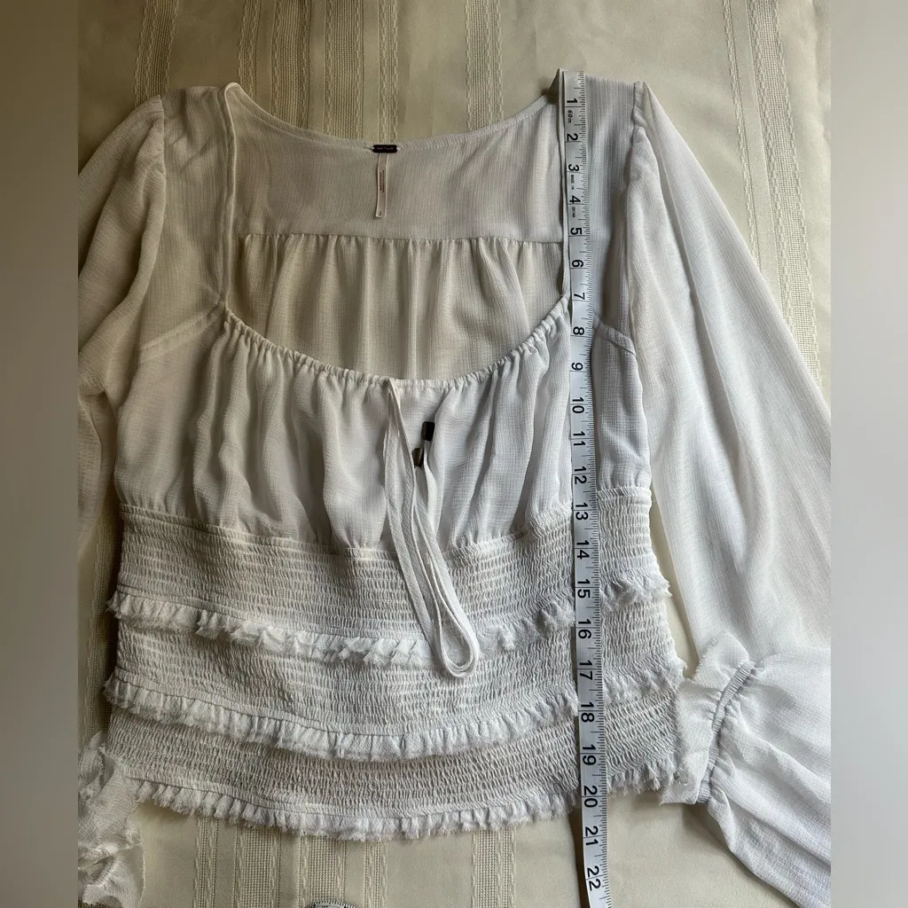 Free People White Long Sleeve Blouse - Image 13