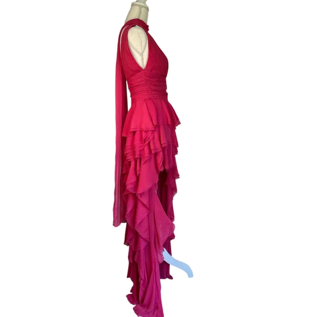 Alice + Olivia Holly Ruffle Maxi Dress With Scarf in Raspberry 2 New Womens Gown - Image 6