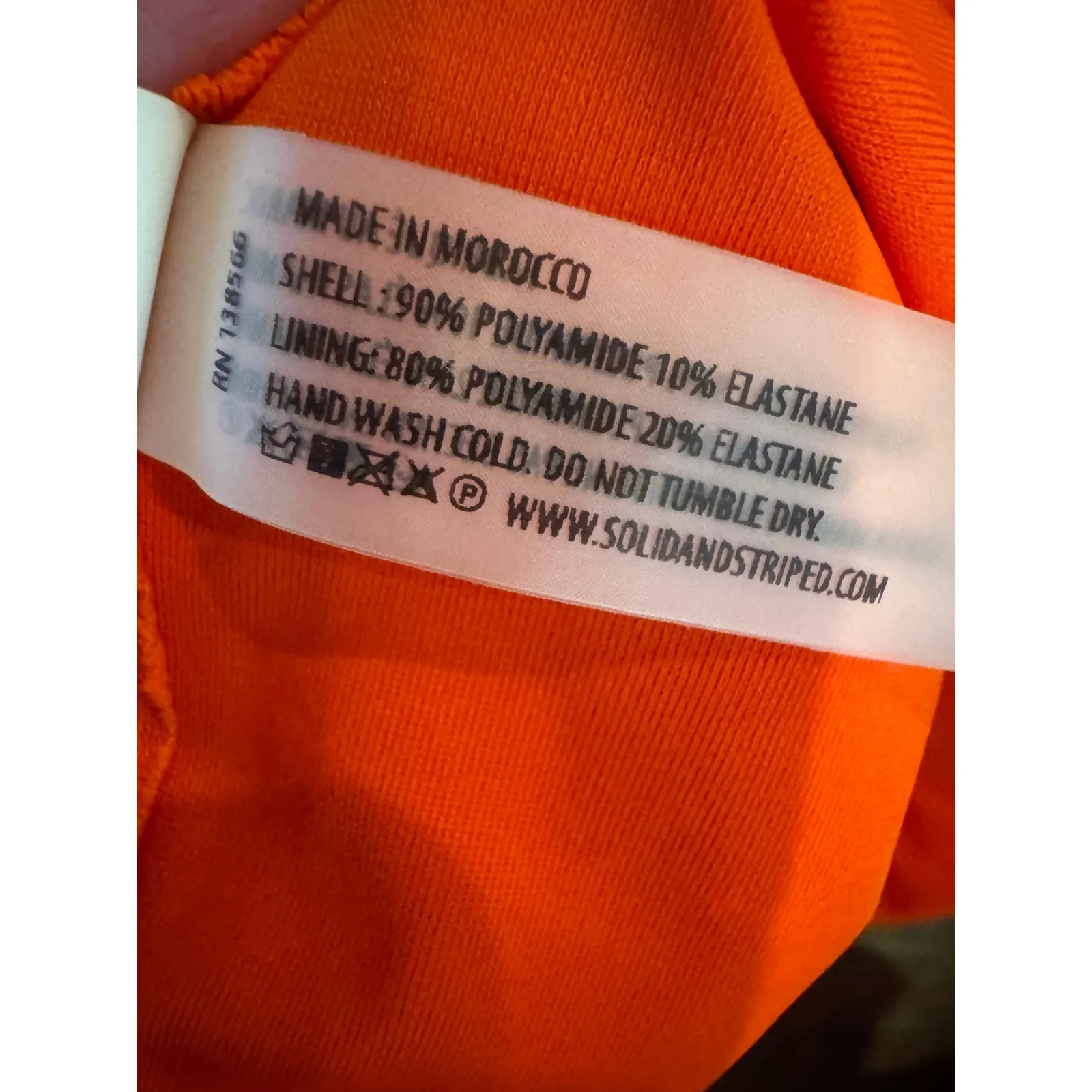 Solid & Striped Swimsuit Women Medium Orange Candy Red Gemma Rib Knit One Piece - Image 10