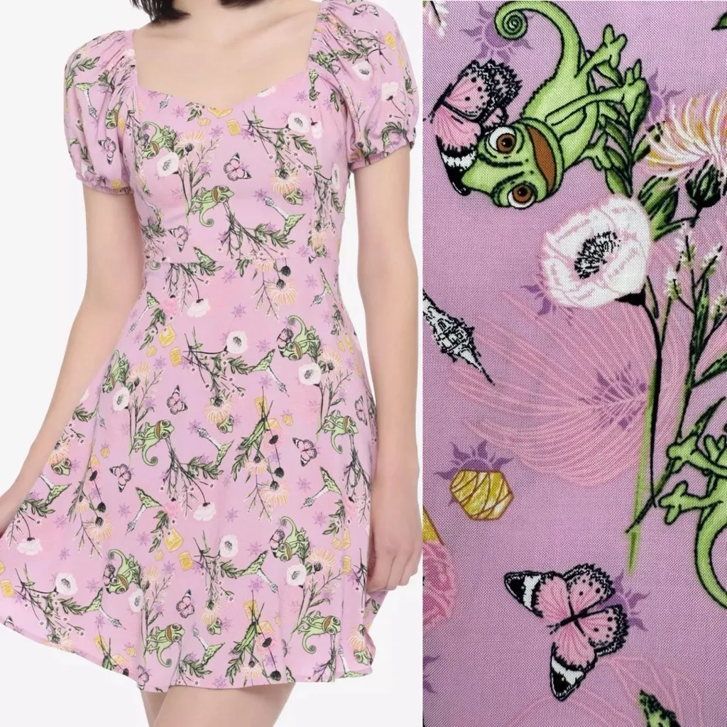 Disney Princess X Hot Topic Tangled Pascal Floral Sweetheart Dress Printed - Image 5