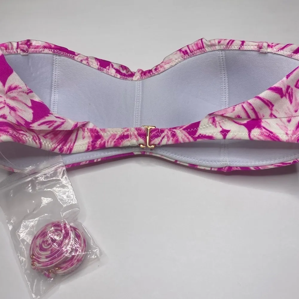Amuse Society Flora Painted Palm Bandeau Bikini Top in Vivid Magenta NWOT - Image 5