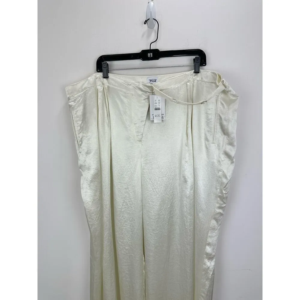 J.Crew Anna October Wide Leg Trouser Textured Satin Relaxed Ivory US 22 NWT - Image 8