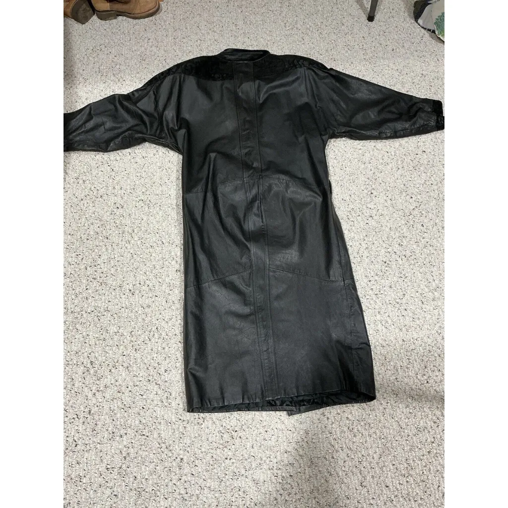 Womans Winlet Medium Black Full Length Trench Coat - Image 6