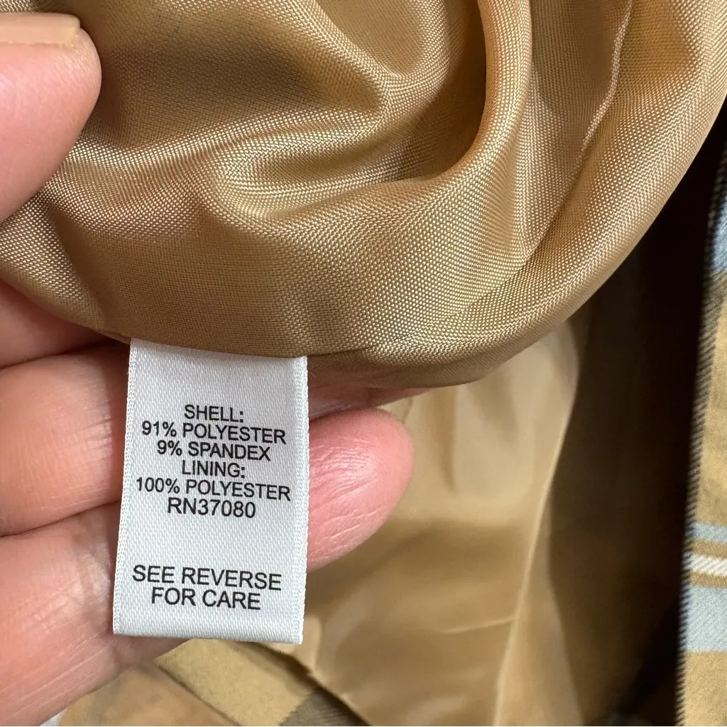 Est 1946 by Cato Women’s Chic Tan and Blue Plaid Blazer XL Career Work Office - Image 6